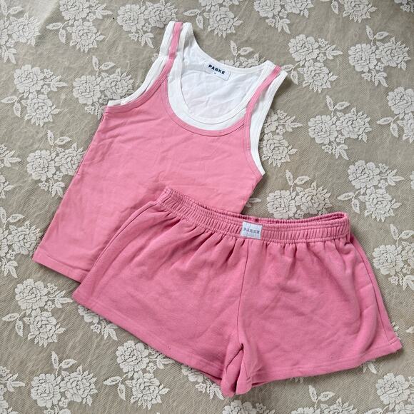 Parke Tops - PARKE Pink Layered Tank + Sweatshorts Set M/L